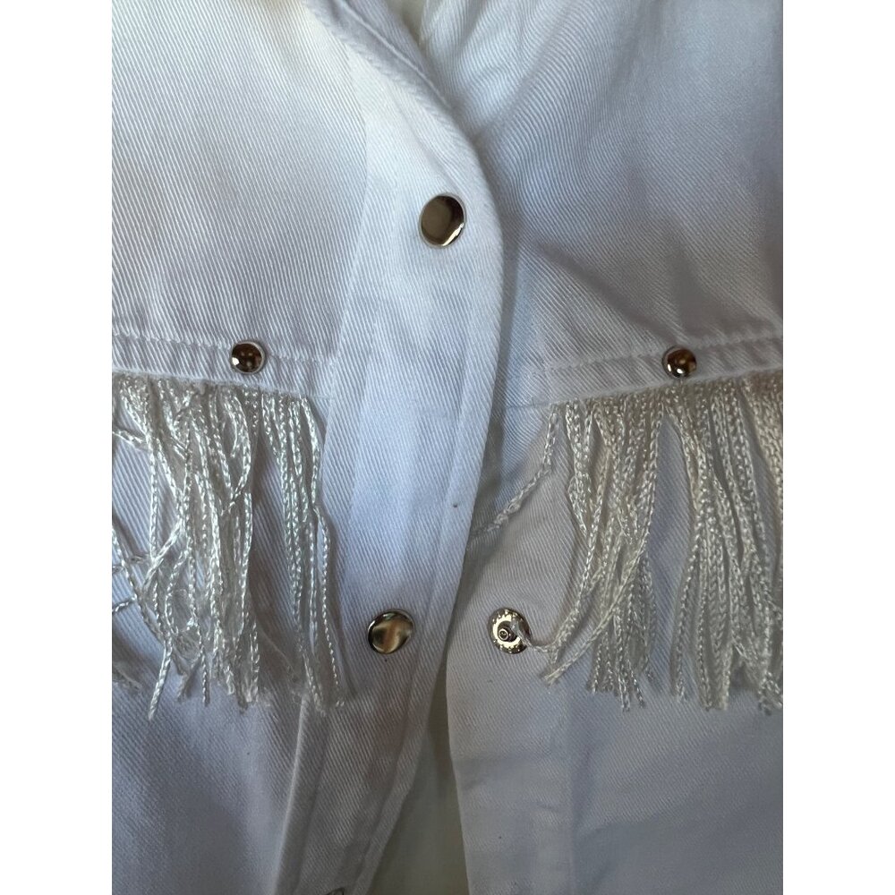 Panhandleslim Shirt Women's M White Western With Fringe & Studs Cowgirl Chic - Picture 8 of 12